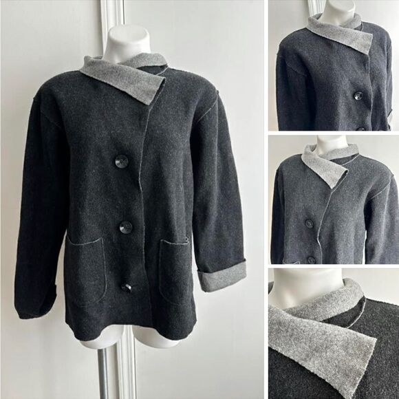 Charcoal Gray Button-up Cardigan/Lightweight Sweater Jacket, Size M, Jones NY - Picture 1 of 7